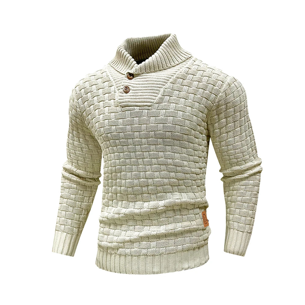 Men’s Knitted Sweater Casual Crew Neck Warm Long Sleeve Comfortable Pullover Textured Ribbed Edge High Quality Top US Size