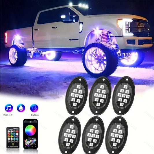 4/6/8/10 Pods, RGB LED Rock Lights For Trucks, APP/Remote Control & Music Mode, For Pickup Off Road RZR SUV ATV UTV Car
