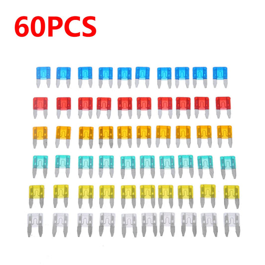 60/120pcs Auto Car Truck Mini Fuse Blade 5A 10A 15A 20A 25A 30A Mixed Kit Fuse Set Assortment Cars Safety Blade Fuses Accessorie