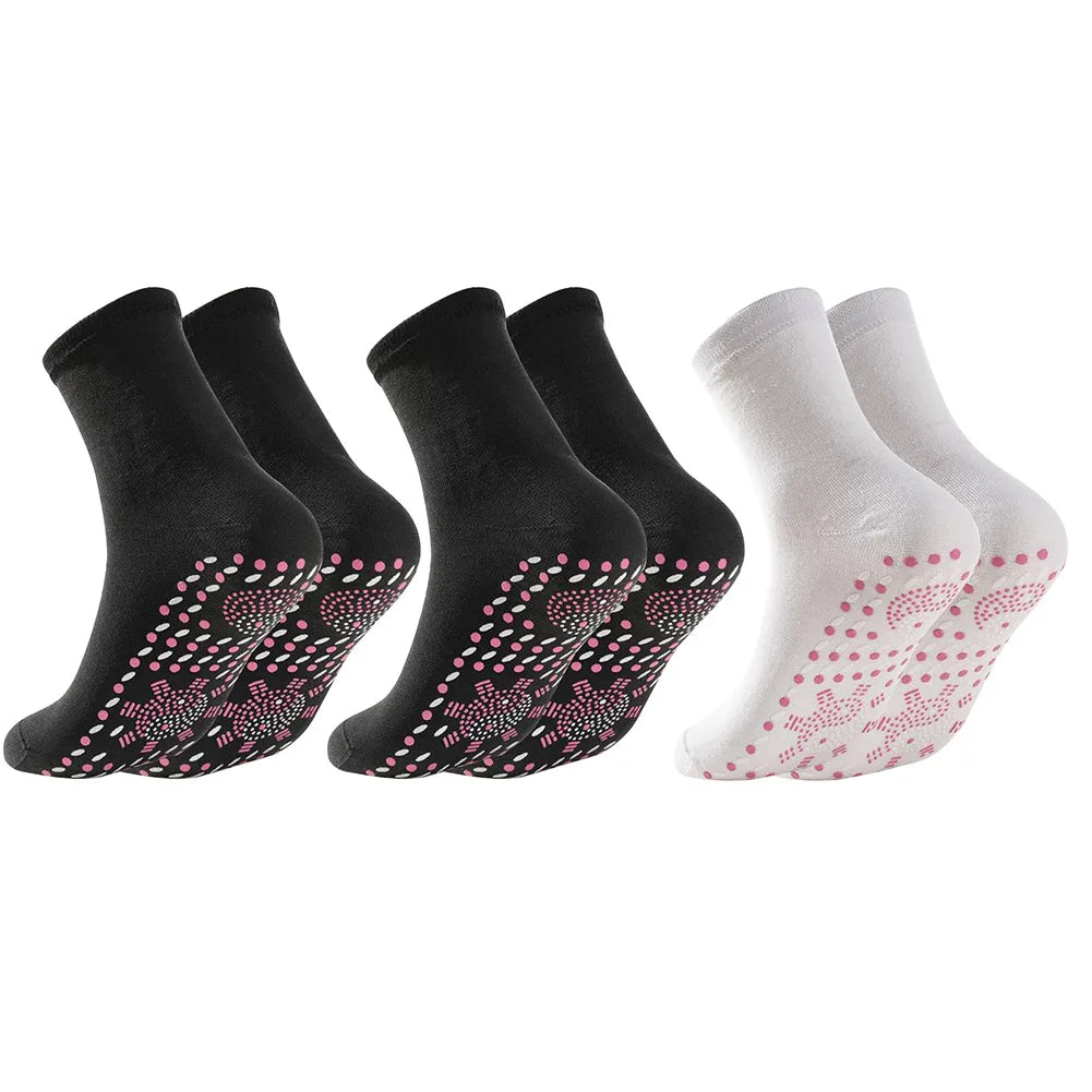 3 Pairs Tourmaline Acupressure Socks Soft Self-Heating Socks Warm Hot Massage Socks Multifunction for Outdoor Activities