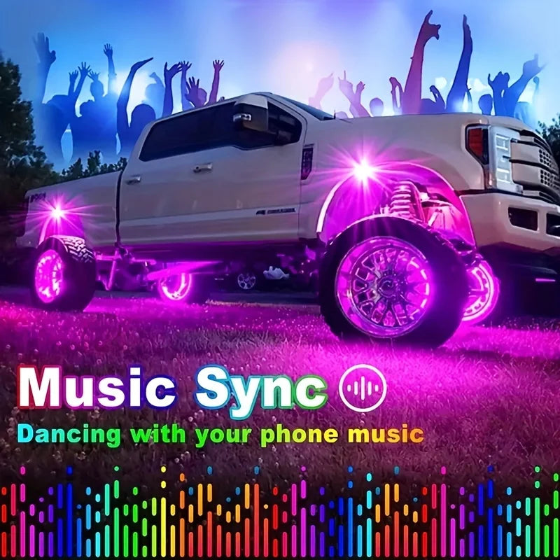 4/6/8/10 Pods, RGB LED Rock Lights For Trucks, APP/Remote Control & Music Mode, For Pickup Off Road RZR SUV ATV UTV Car
