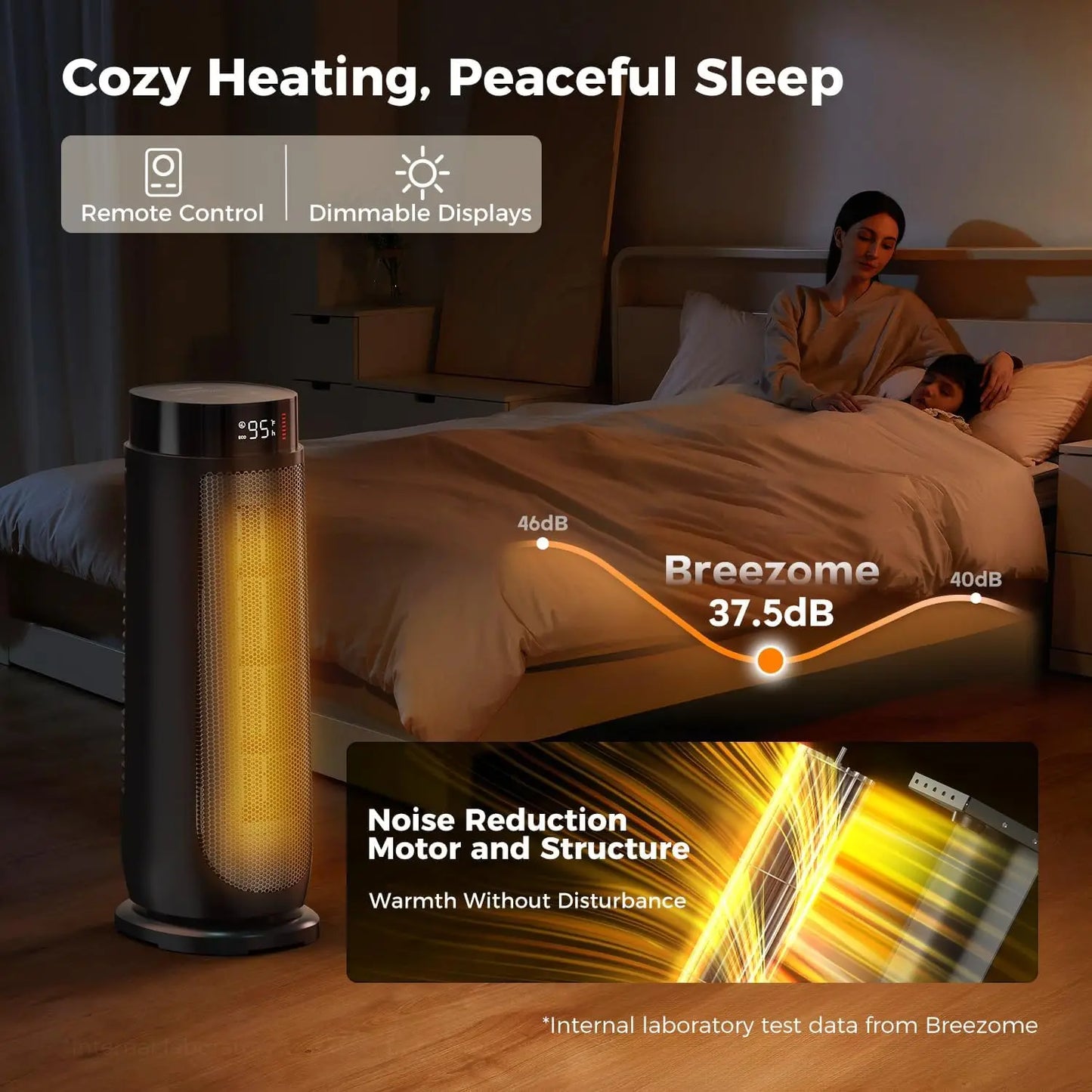 1500 W Space Heater with Thermostat, 24 H Timer, Remote, PTC Ceramic, Quiet & Portable for Home Bedroom (Black)