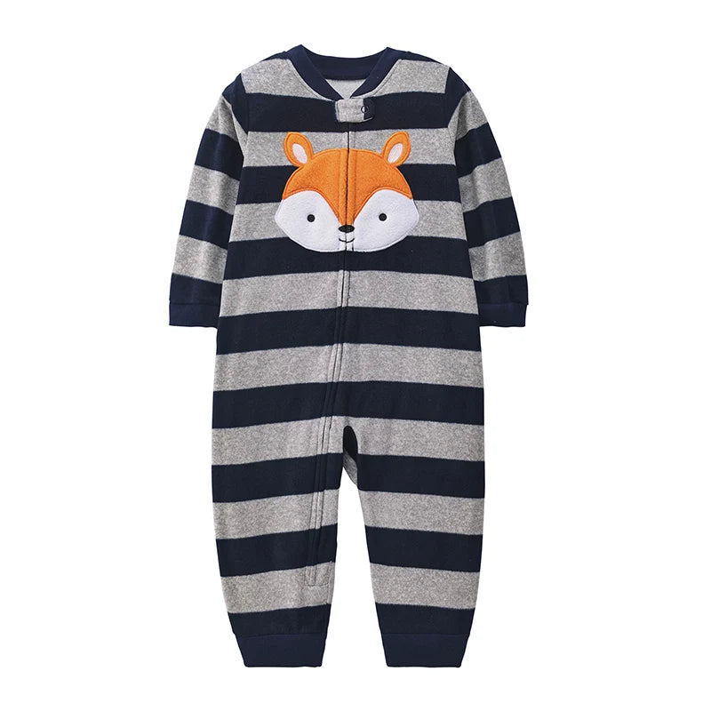 Winter Baby Rompers Clothes Zipper Fleece Warm Kids Girl Pajamas Outfit Animal Cartoon Jumpsuit Boy Clothing 9 12 18 24 Months