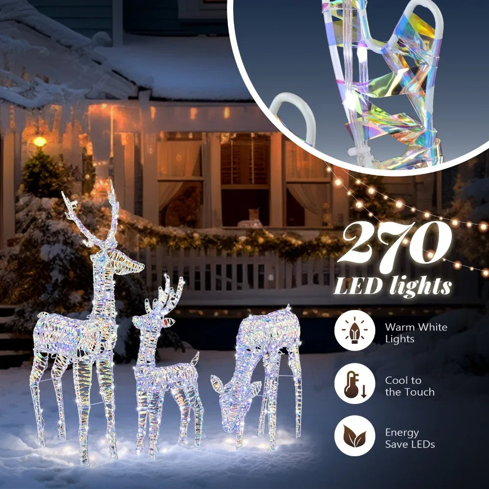 3 Piece Christmas Reindeer Family Lighted Deer for In/Outdoor Yard Decoration