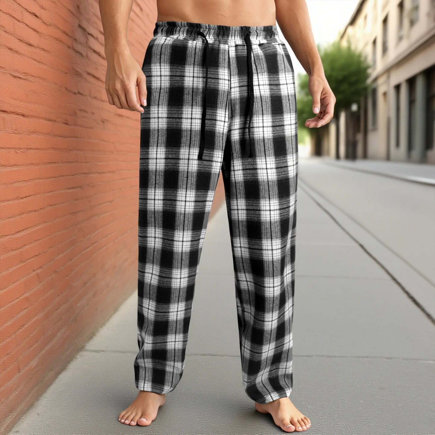 Stylish Men s Checkered Lounge Pants with Adjustable Drawstring Waistband for Comfortable Everyday Wear