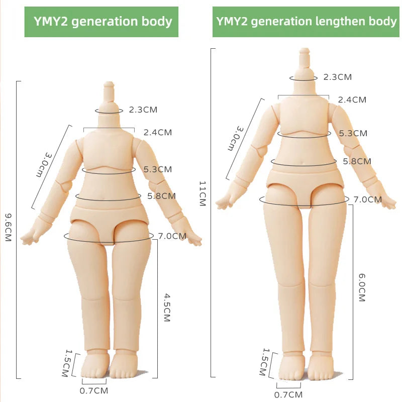 New YMY Body OB11 Bjd Body for GSC Head  Obitsu 11 1/12BJD Doll Body Spherical Joint Doll Toy Replacement Hand Accessories