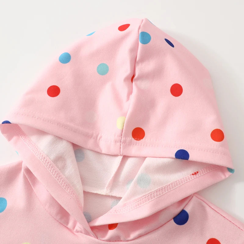 3 Pack Girls Rainbow Dot Hoodie Smile Print Fashion Top Autumn Winter Casual Outdoor Playwear Comfort Kids Wear