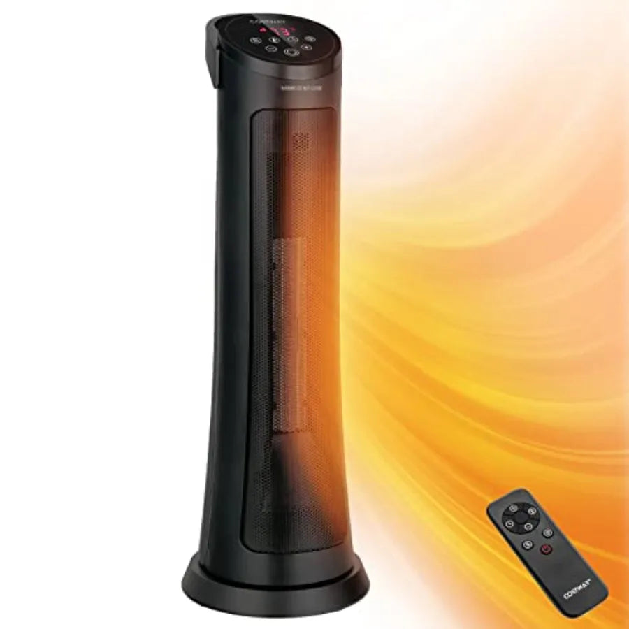 COSTWAY Space Heater for Indoor Use 1500 W PTC Ceramic Heater with 60 Oscillation 3 Heating Modes 24 H Timer Overheat and Tip-Over