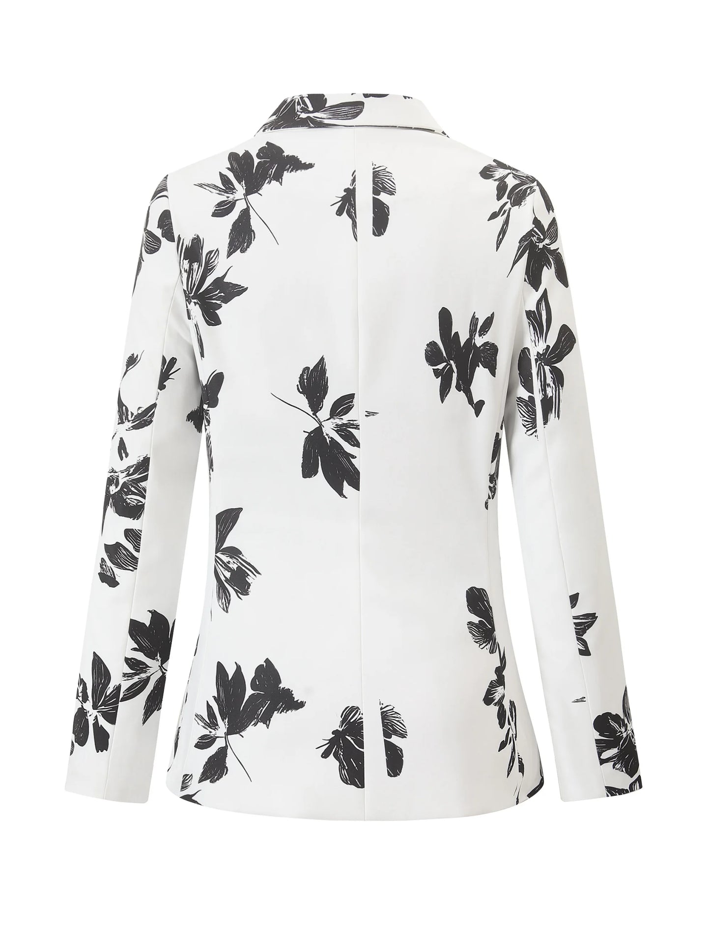 Elegant Floral Print Long Sleeve Blazer for Women - Chic V-Neck Jacket with Pockets, Stylish Outerwear