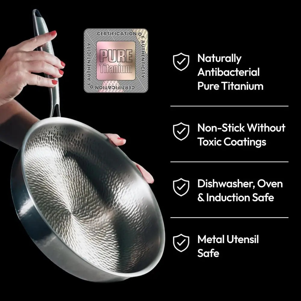 12 Titanium Non-Stick Frying Pan with Lid, Oven-Safe, Induction Compatible, Heat-Resistant Up to 750°F