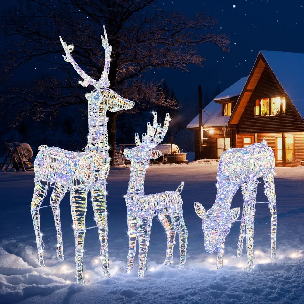 3 Piece Christmas Reindeer Family Lighted Deer for In/Outdoor Yard Decoration