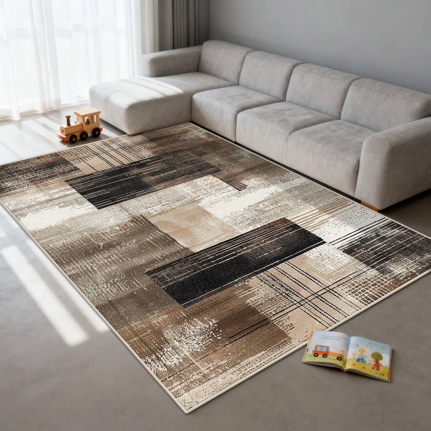 Modern Golden Geometry Carpet for Living Room Light Luxury Rugs for Bedroom Decor Large Area Lounge Sofa Side Floor Mats 200x300
