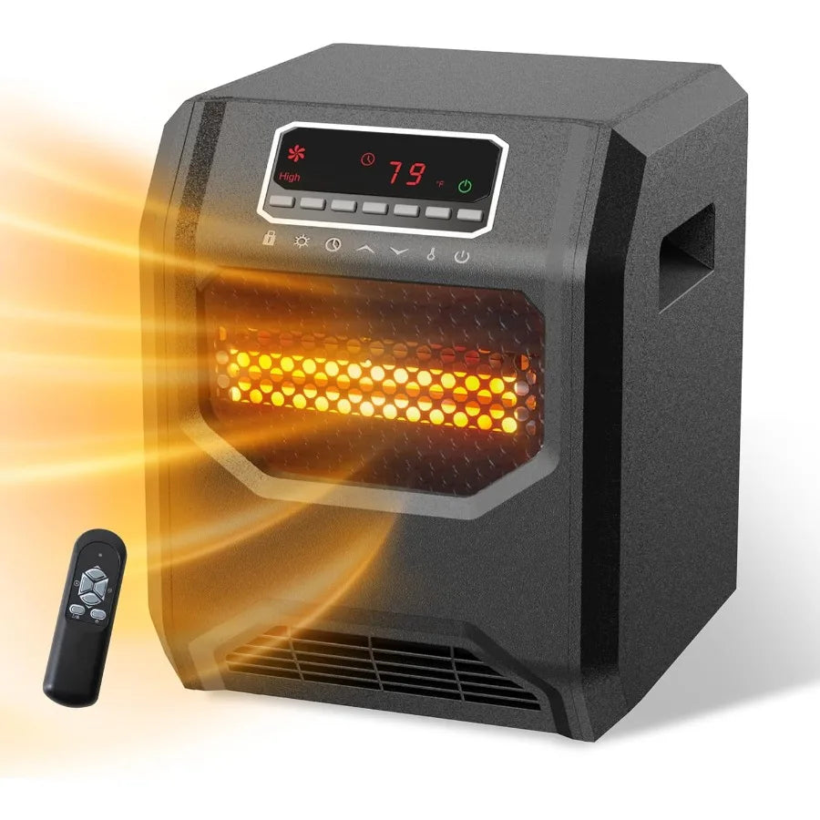Infrared Space Heater 3 Mode 1500 W Electric heater with 6 Quartz Infrared Element Child Lock Timer Remote for Indoor Use