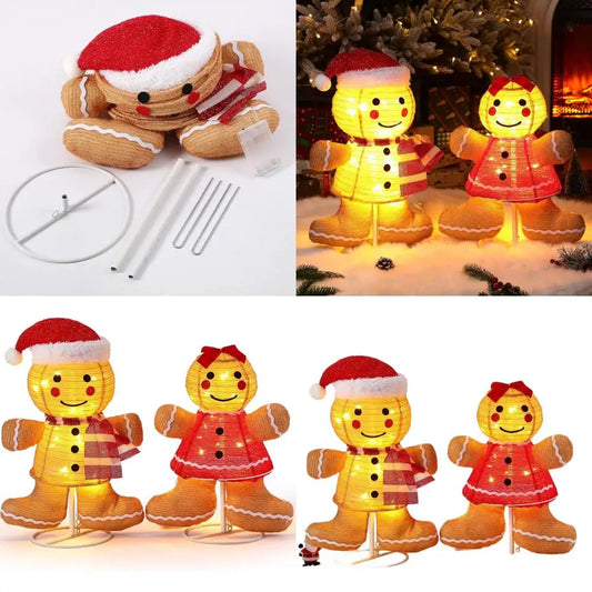Illuminated 3 D Gingerbread Man Outdoor Christmas Decoration, Collapsible Pop-Up for Holiday Yard & Garden, Suitable for Indoor U