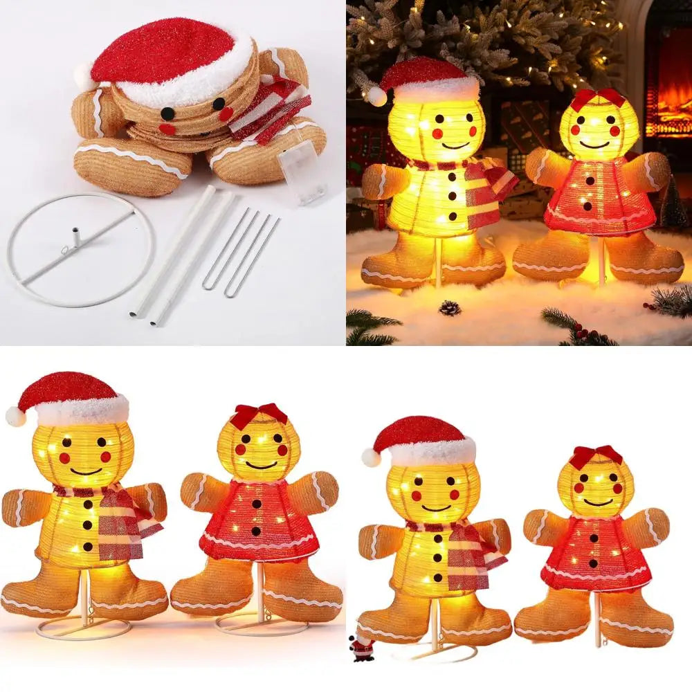 Illuminated 3 D Gingerbread Man Outdoor Christmas Decoration, Collapsible Pop-Up for Holiday Yard & Garden, Suitable for Indoor U