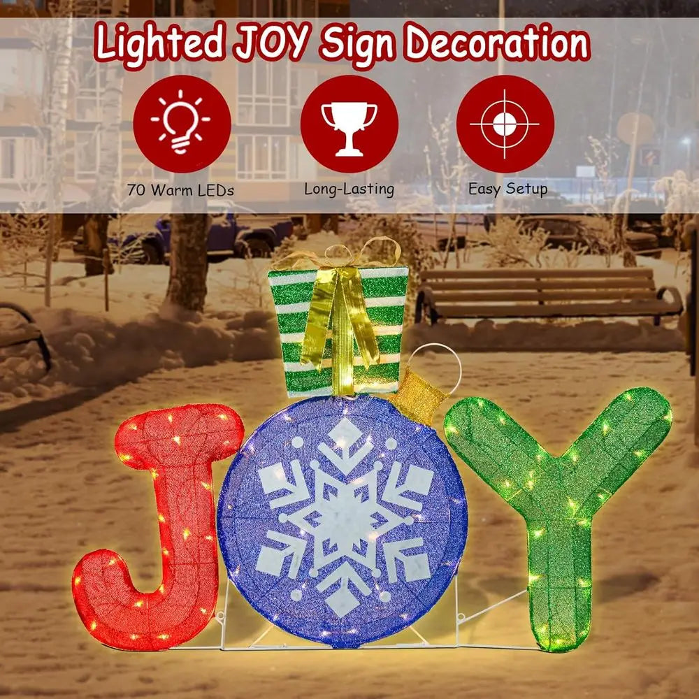 40 Illuminated Joy Nativity Outdoor Yard Sign with 70 LEDs, Christmas Lawn Decoration for Parties & Holidays