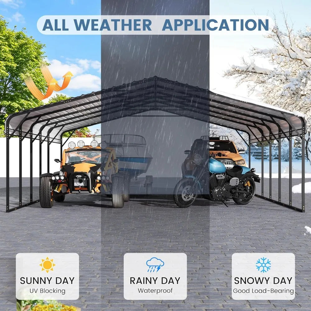 20 x 30 FT Metal Carport, Heavy Duty Carports with Galvanized Steel Roof and Frame, Sturdy Car Shed in All Weathers, Easy Assembly