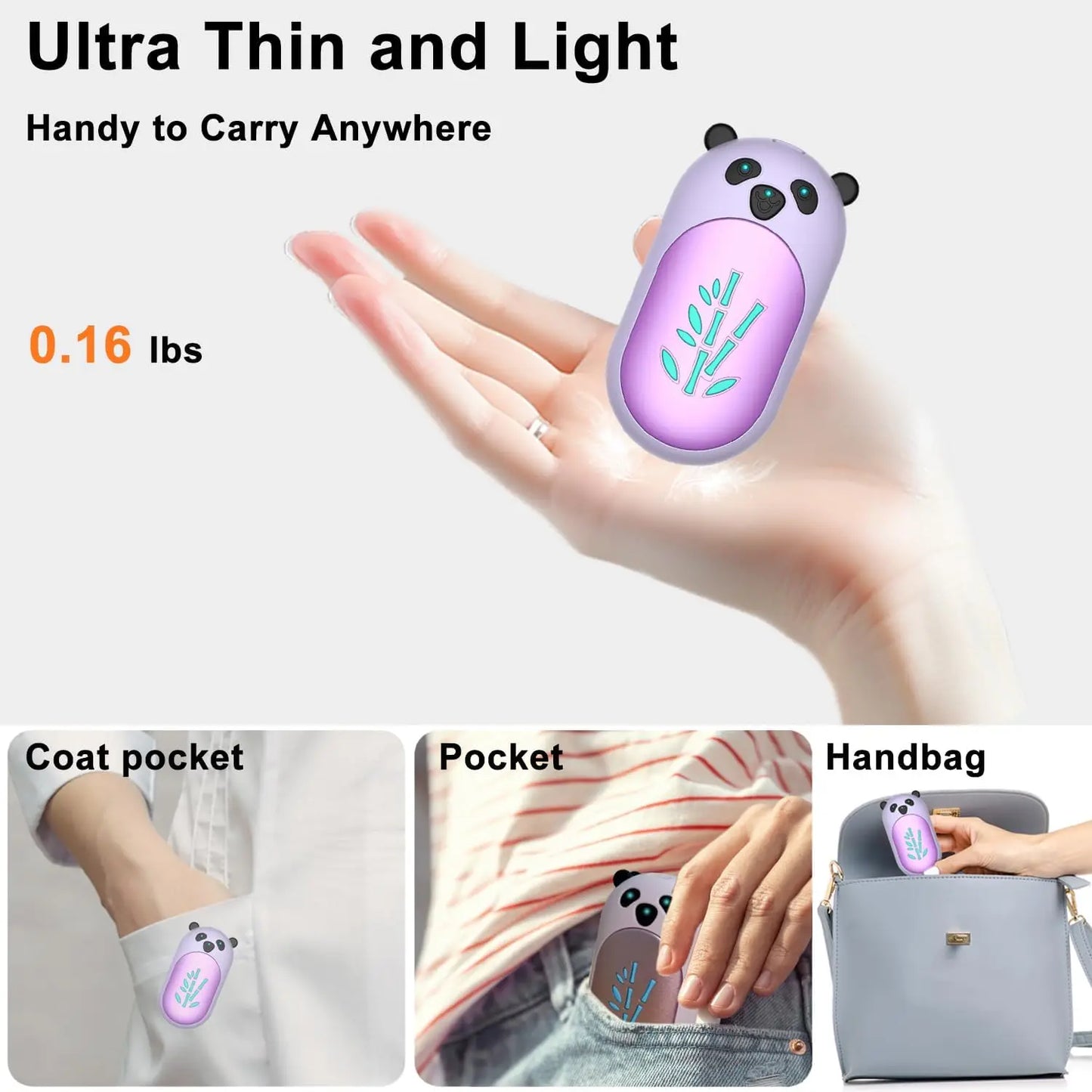 AI Rechargeable Hand Warmers 2-Pack, 6000mAh, 20Hr Heating, Portable for Outdoor Camping, Skiing
