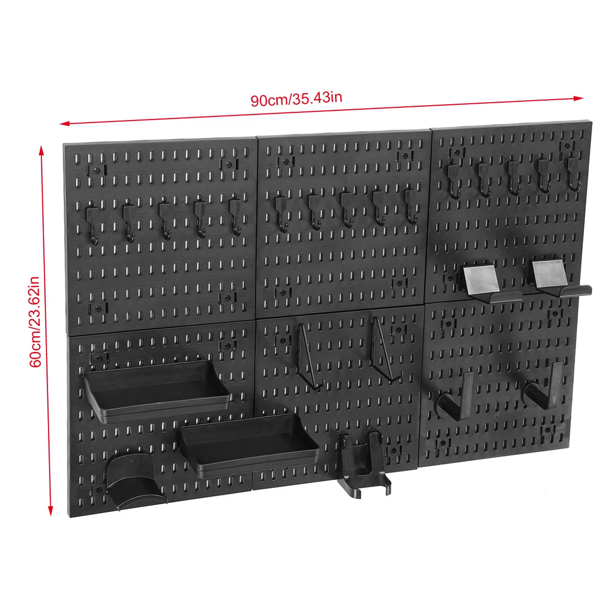 90*60 cm Pegboard Wall Organizer Panel Shelves For Gamer Room Bathroom Kitchen Storage Rack Hole Board w/ Hooks Shelves
