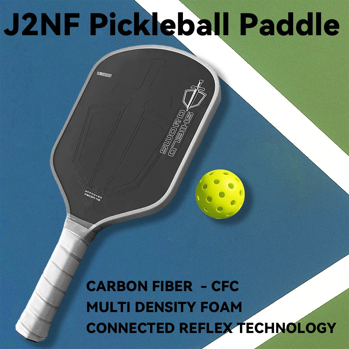 Pickleball Paddle Sword & Shield J2NFT, Gen. 4.5 Multi Density, All Foam Floating - Pivoting Core Pickleball Paddle EPP Core