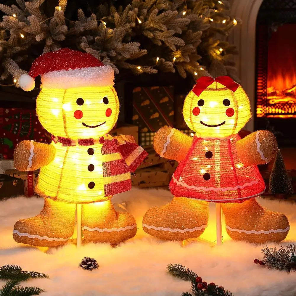 Illuminated 3 D Gingerbread Man Outdoor Christmas Decoration, Collapsible Pop-Up for Holiday Yard & Garden, Suitable for Indoor U
