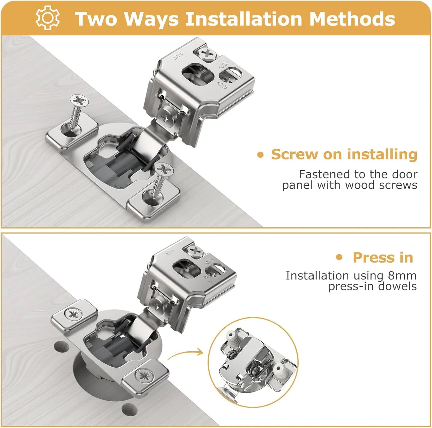Viladepot 1-1/4" Cabinet Hinges Small Overlay Concealed Face Frame Hinges 105° Open Angle 4D Adjustable Soft Close Self Closing