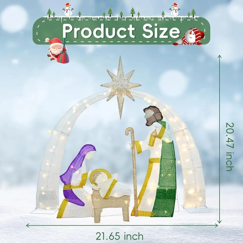 Illuminated 4.5 FT 3 D Nativity Scene for Christmas Lawn and Home, Festive Lighted Yard Decoration