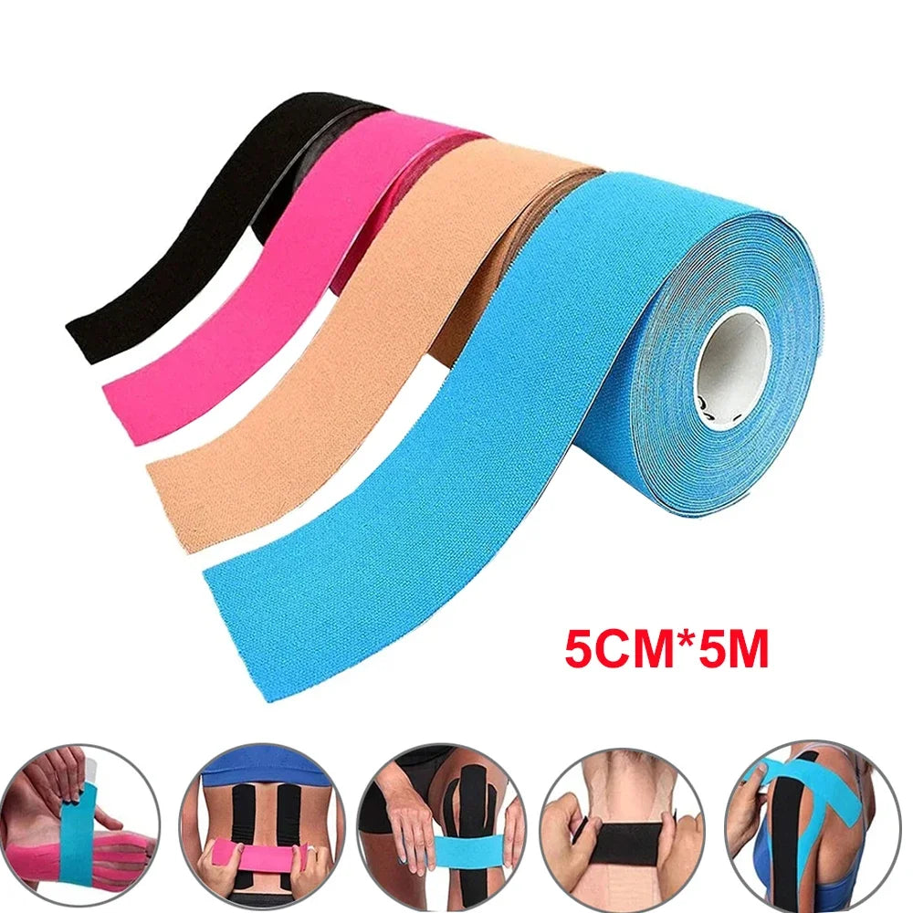5 cm*5 m Sport Kinesiology Tape Athletic Elastic Knee pad Muscle Pain Relief Knee Taping Fitness Running Tennis Swimming Football
