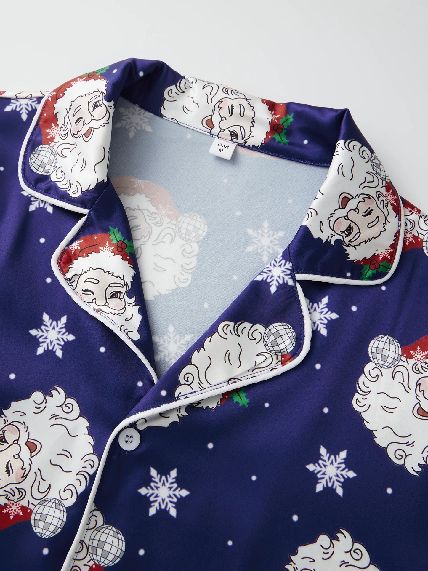 Family Matching Christmas Pajamas Set Dad and Son Santa Print Tops Pants Holiday Satin Pajamas Sleepwear