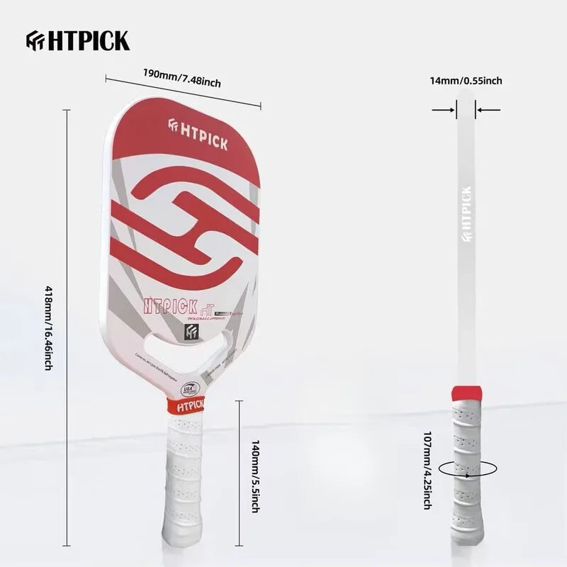 HTPICK Pickleball Carbon Fiber T700 Hot Pressed Borderless Integrated Molding High end Professional Enhanced Rotation Pickleball
