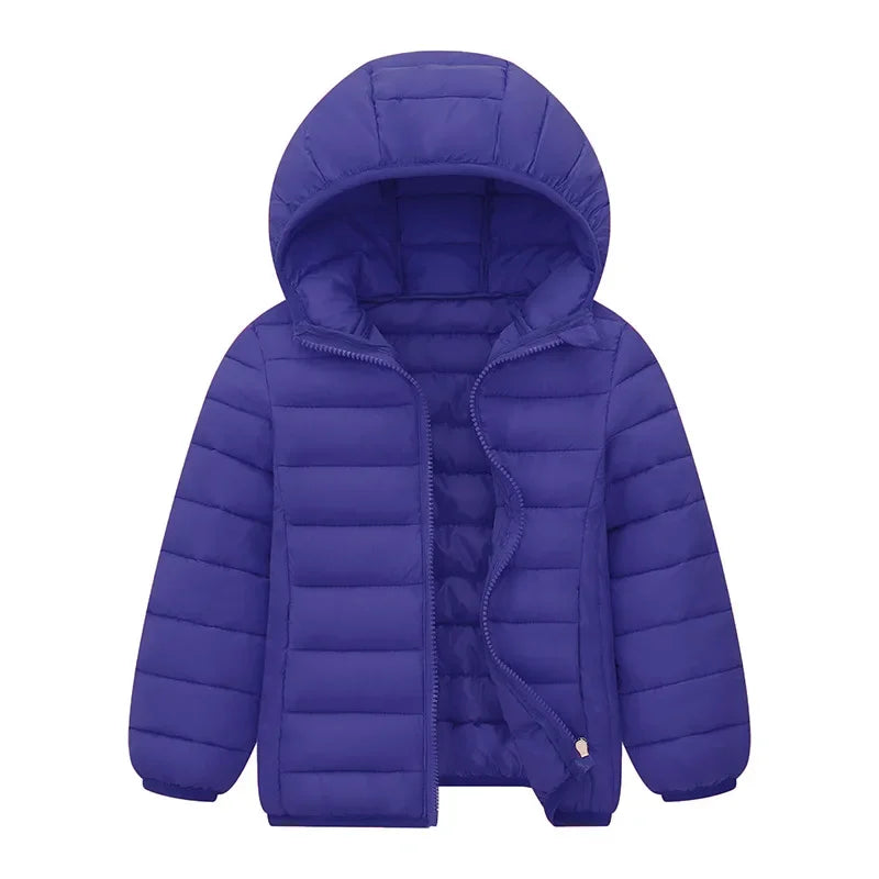 Kids Down Jackets For 3-14 Years Autumn Winter Boys Girls Warm Solid Down Coats Teens Hooded Zipper Outerwear Children Clothing