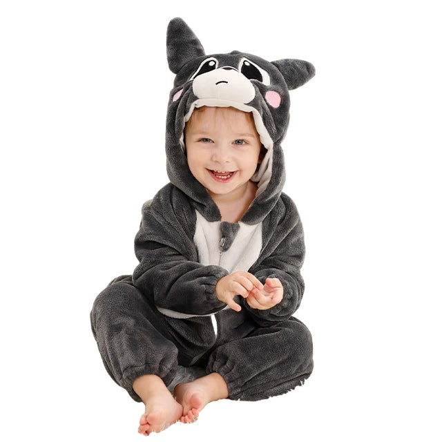 MICHLEY Halloween Winter Baby Rompers Hooded Flannel Cosplay Toddler Infant Clothes Bodysuits Jumpsuit Costume For Girl Boy