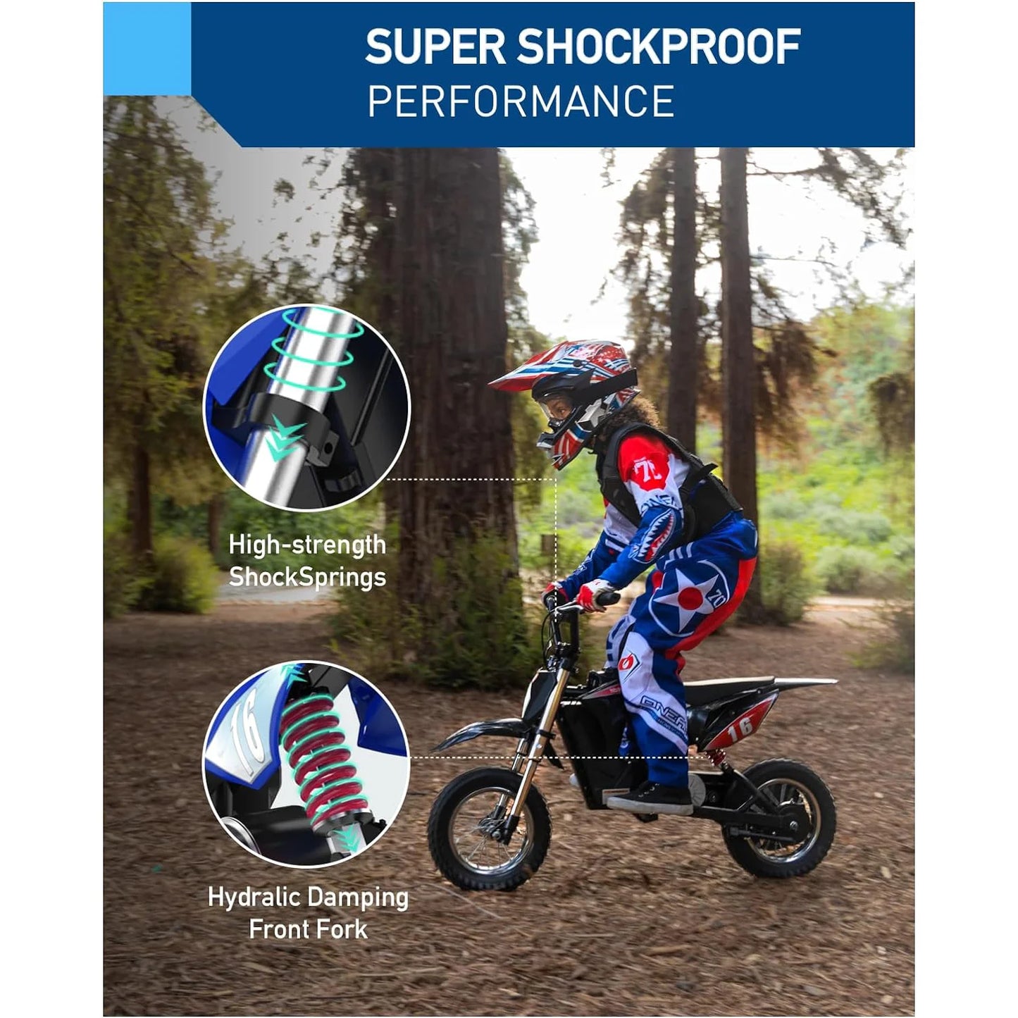 Hiboy 36 V & 300 W Electric Motorcycle - Up to 15.5 MPH & 13.7 Miles Long-Range, 3-Speed Modes Electric Dirt Bike for Kids Ages 3-10