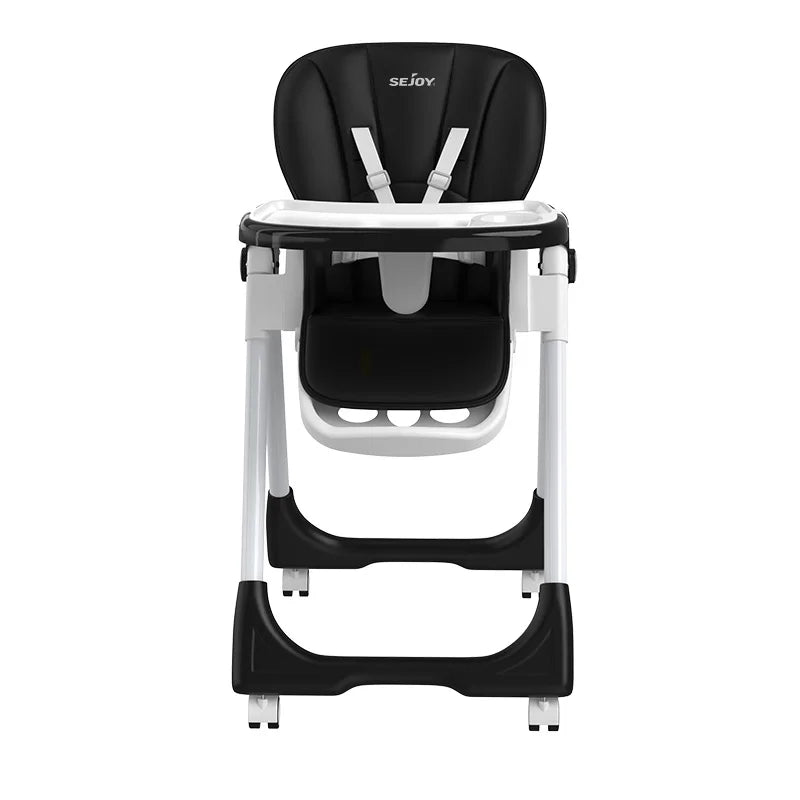 Sejoy Foldable High Chair for Baby Dining Table with Adjustable Backrest,Footrest,Tray,and Seat Height with wheel 6-36 Months