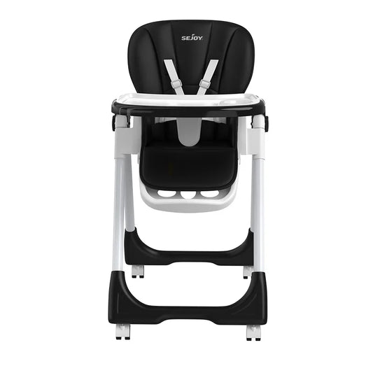 Sejoy Foldable High Chair for Baby Dining Table with Adjustable Backrest,Footrest,Tray,and Seat Height with wheel 6-36 Months