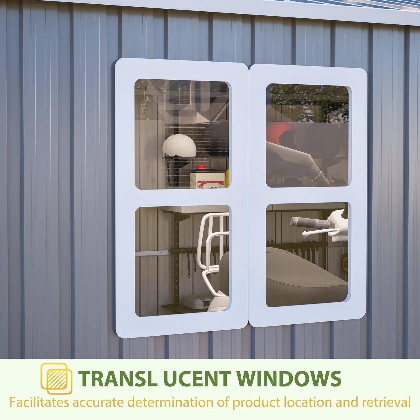 12x10FT Grey Metal Outdoor Storage Shed, Lockable Waterproof Steel Garden Tool & Equipment Building for Backyard