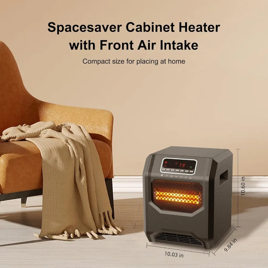 Infrared Space Heater 3 Mode 1500 W Electric heater with 6 Quartz Infrared Element Child Lock Timer Remote for Indoor Use