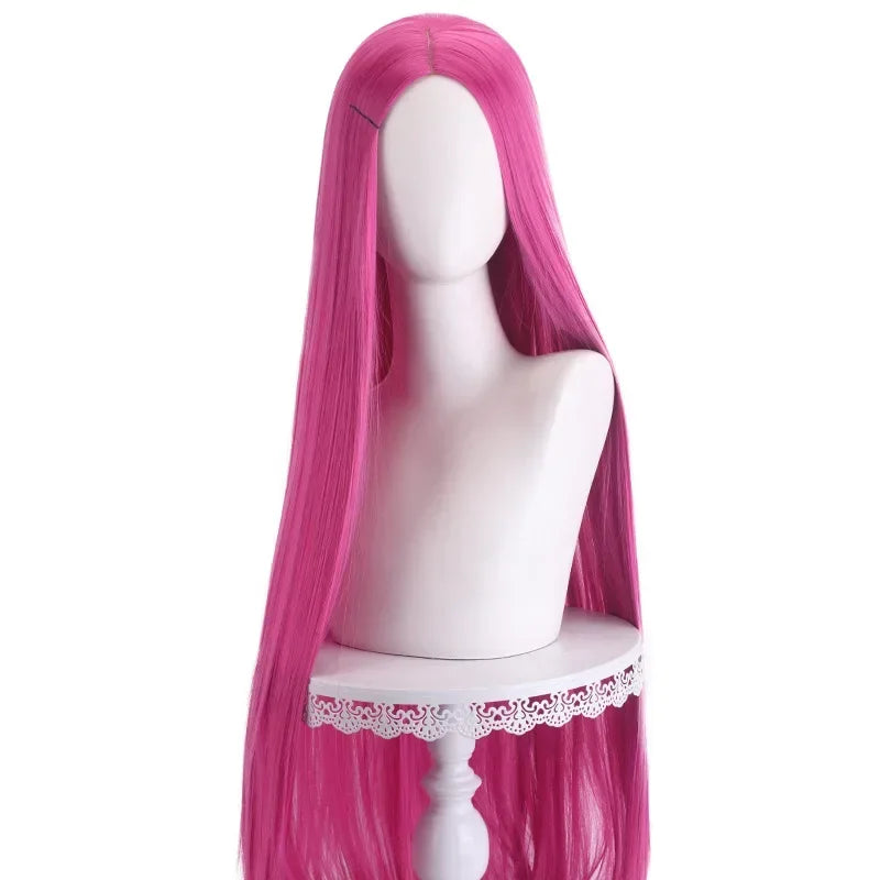 40Inch Long Straight Cosplay Wig Centre Parting Central Split Blond Pink Rose Red Purple Heat Resistant Synthetic Hair Wigs