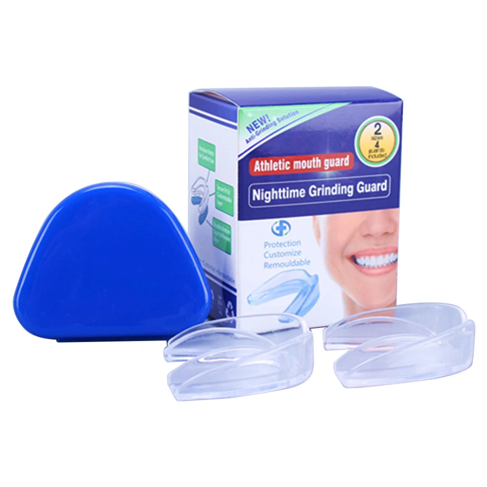 4Pcs Mouth Guard with Storage Case Anti-Grinding Teeth Protection Stop Bruxism Sports Mouth Guard for Teeth Clenching at Night