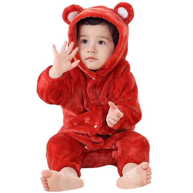 MICHLEY Halloween Winter Baby Rompers Hooded Flannel Cosplay Toddler Infant Clothes Bodysuits Jumpsuit Costume For Girl Boy