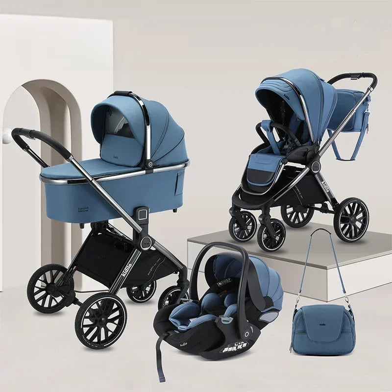 3IN1 High Landscape Baby Cart with Safety Seat, Bidirectional Baby Cart, One Button Folding, Comes with Mommy Bag