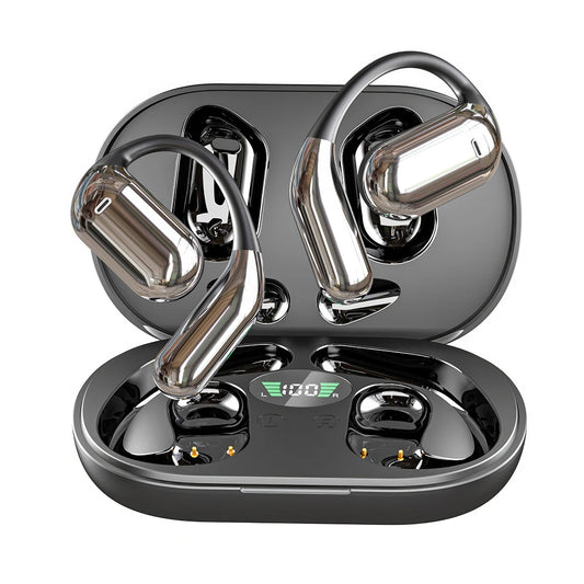 M pow Q 16 True Wireless Earphones, OWS Open Ear Earphones with Ear-hooks, Bluetooth 5.3, Up to 80 H Playtime with Case for Cycling