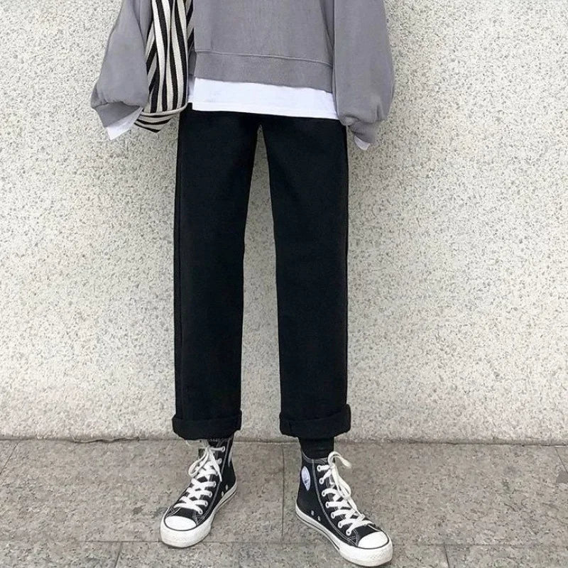 White High-waist Straight-leg Jeans For Women Slimming Loose-fit Autumn Bell Bottoms Versatile Plus-size Women's Jeans