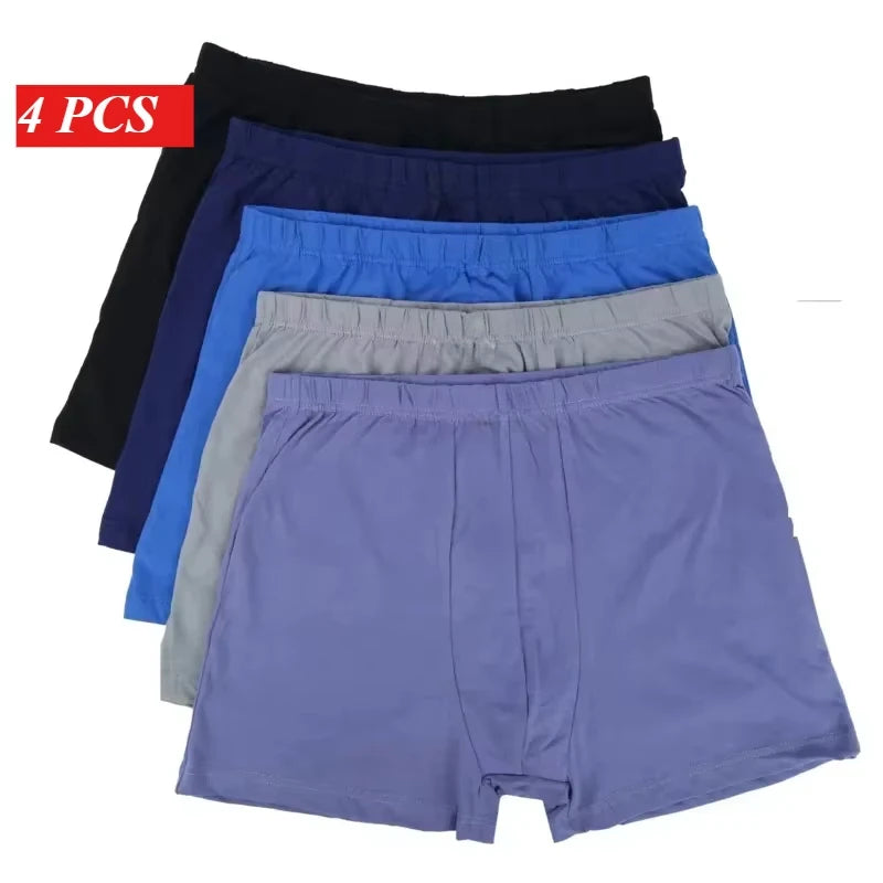 4Pcs 100% Cotton Men's Boxer Briefs Plus Size 8XL-10XL Loose Fit Underwear Big Tall Soft Breathable Anti-Chafing Men Underpants