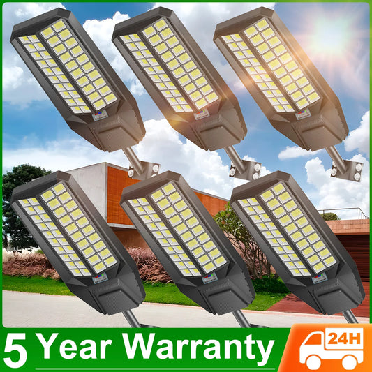 6Pack 8000W Super Bright Outdoor Solar Lights, Outdoor Street Lights, Daylight Lighting Multiple Modes, Garden Lighting With Int
