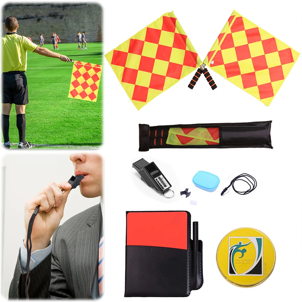 Soccer Referee Flag Whistle Set Professional Football Red Card And Yellow Card Kit Sport Training Useful Referee Tool