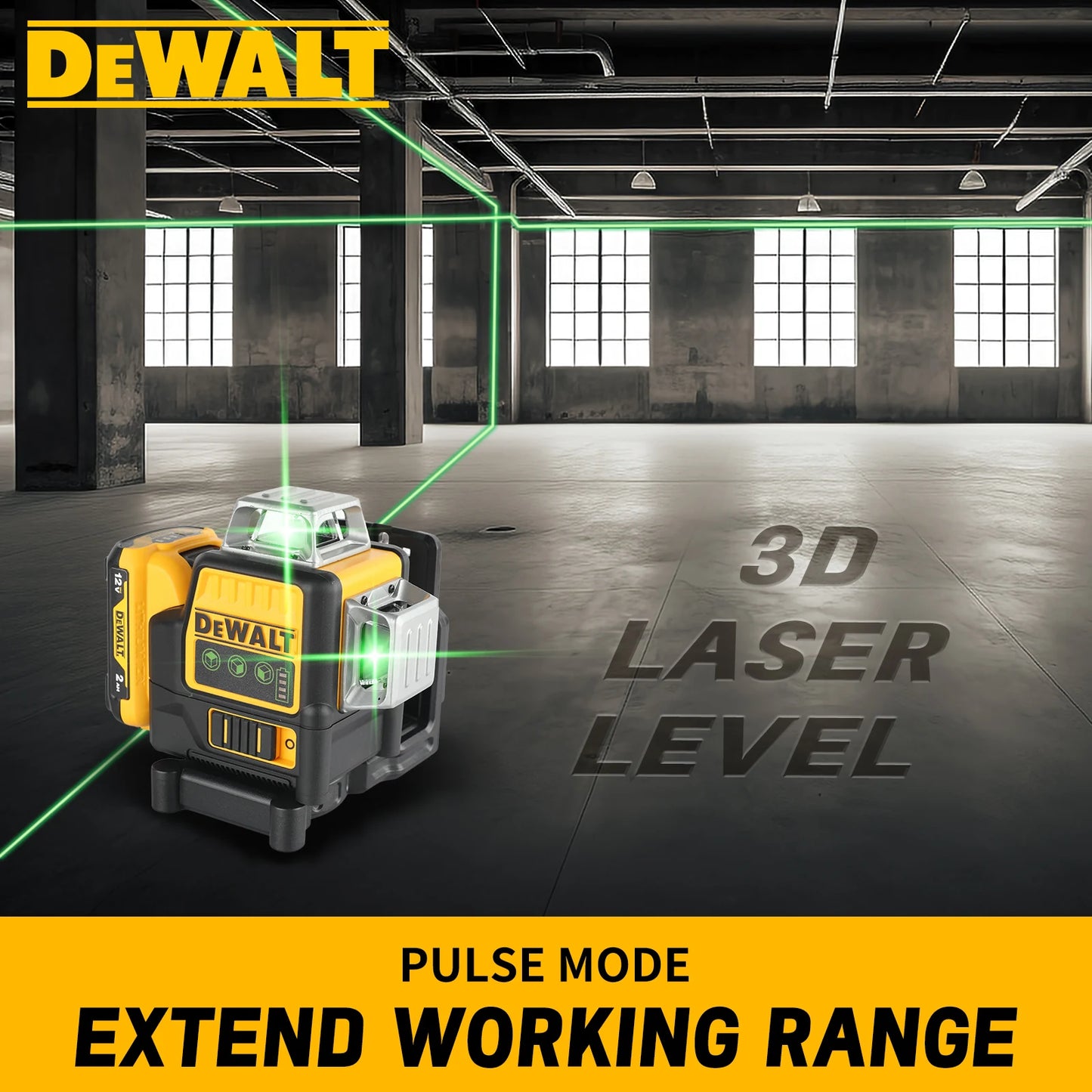 2025 DeWALT DW089LG 12 Wire 3-sided 360 Degree Vertical 12 V Lithium Battery Laser Level