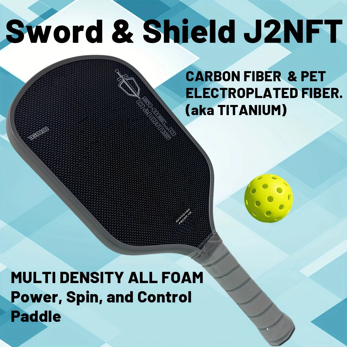 Pickleball Paddle Sword & Shield J2NFT, Gen. 4.5 Multi Density, All Foam Floating - Pivoting Core Pickleball Paddle EPP Core
