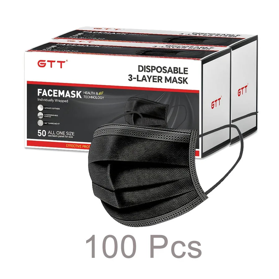 GTT 50/100Pcs Disposable Face Mask individually packaged 3 Ply breathable Earloop Protective Mask for Home School Office Outdoor