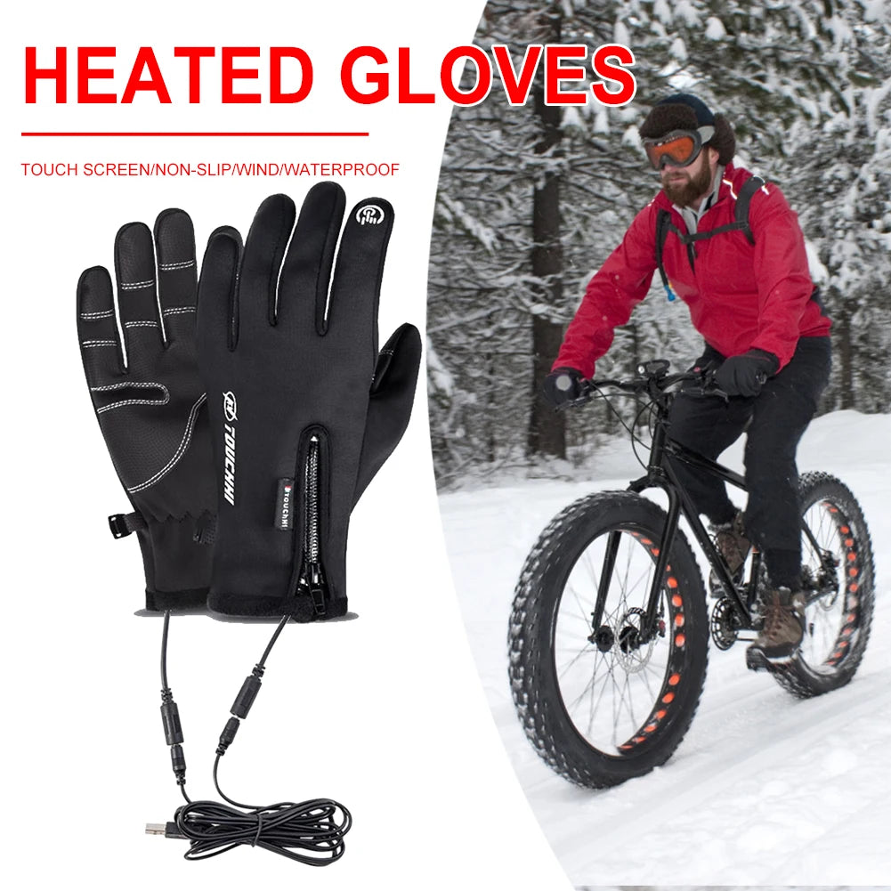 Heated Gloves Eletric Thermal Heat Gloves Winter Warm Skiing Snowboarding Hunting Fishing Waterproof Heated Rechargeable Gloves